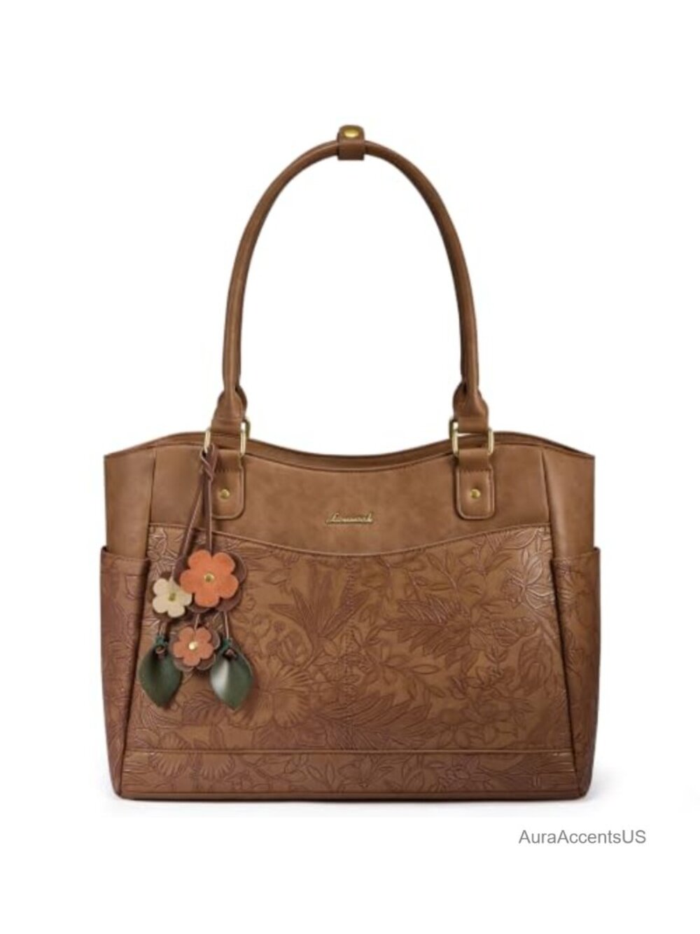 Faux Leather Laptop Tote Bag Anti-Theft Messenger Shoulder Bag